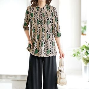 BELLUNA（ベルーナ）の「【３点セット】幾何柄プリントカットソー３点セットアップ（セットアップ）」｜詳細画像