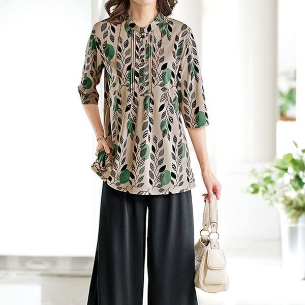 BELLUNA（ベルーナ）の「【３点セット】幾何柄プリントカットソー３点セットアップ（セットアップ）」｜詳細画像