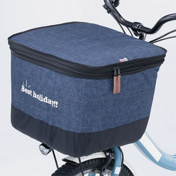 「デニム柄２段式カゴカバー（その他日用品・趣味雑貨）」｜1