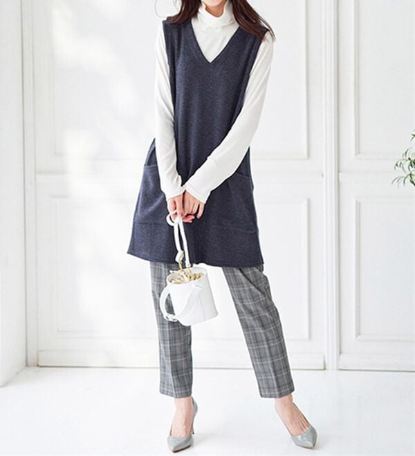 BELLUNA（ベルーナ）の「杢調素材ポケットデザインジャンパードレス（ジャンパースカート）」｜詳細画像