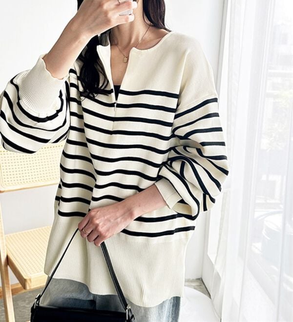 GeeRA（ジーラ）の「ハーフジップニットプルオーバー（ニット・セーター）」｜詳細画像