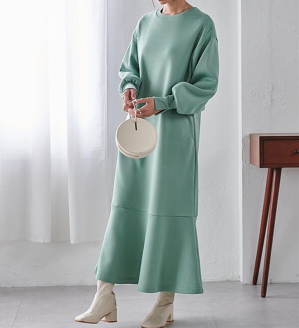 RANAN（ラナン）の「＜ＨＩＧＨ　ＳＰＥＣ＞毛玉になりにくい！ペプラムデザインワンピース（その他ワンピース）」｜詳細画像