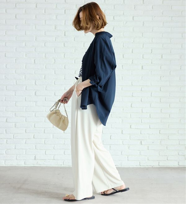 BELLUNA（ベルーナ）の「【吸水速乾】イージーケア！袖リボンシャツチュニック（チュニック）」｜詳細画像