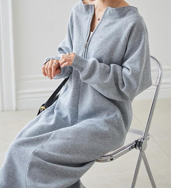 RANAN（ラナン）の「裏起毛ハーフジップワンピース（ロングワンピース）」｜詳細画像