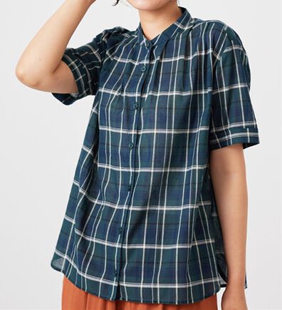 BELLUNA（ベルーナ）の「綿１００％バンドカラーシャツブラウス（ブラウス）」