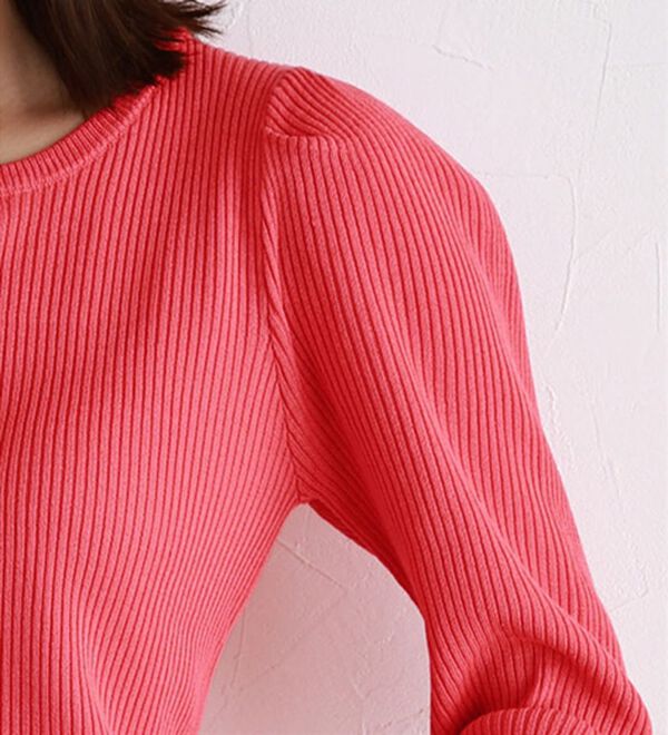 Pierrot（ピエロ）の「【選べるネック】パワーショルダーリブニット（ニット・セーター）」｜詳細画像