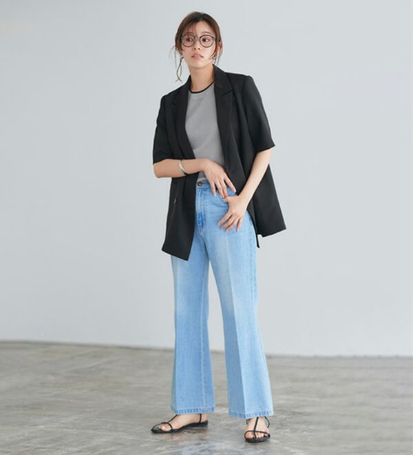 Pierrot（ピエロ）の「【接触冷感】配色デザインフレアニット（ニット・セーター）」｜詳細画像