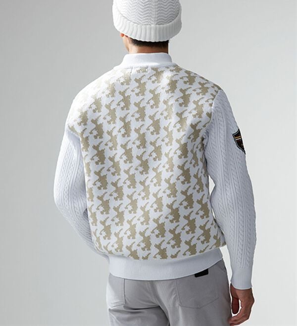 「＜ロッキーラビット＞シャドー柄ハーフジップセーター（メンズニット・セーター）」｜詳細画像