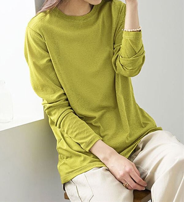 BELLUNA（ベルーナ）の「透けすぎない！シアー素材クルーネックプルオーバー（カットソー）」｜詳細画像