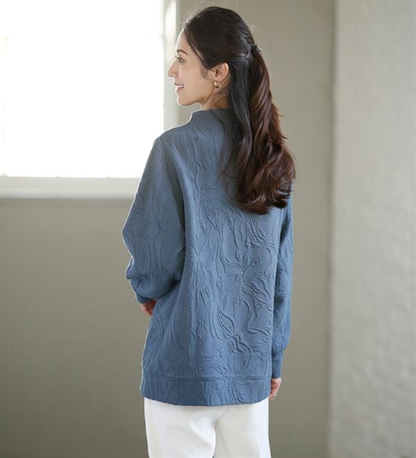 ルフラン（ルフラン）の「【３色組】華ジャカード編トレーナー（カットソー）」｜詳細画像