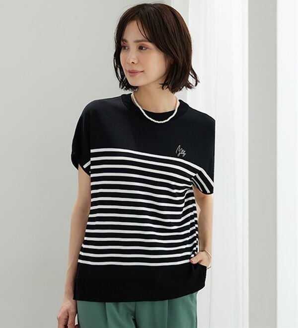 BELLUNA（ベルーナ）の「【快適Ｌａｂ．】Tシャツより上品！ひんやり洗えるニットＴ（ニット・セーター）」｜詳細画像