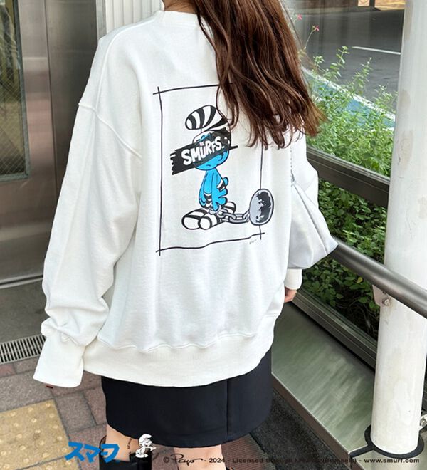 GeeRA（ジーラ）の「【スマーフ】コラボプリントスウェット（メンズカットソー）」｜詳細画像