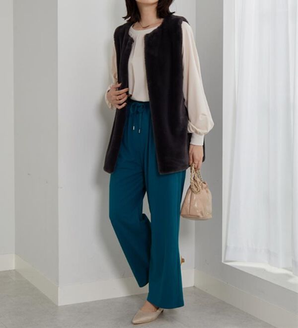 BELLUNA（ベルーナ）の「着心地楽々！綿１００％イージーパンツ（ワイドパンツ・ガウチョ）」｜詳細画像