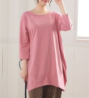 A HAPPY MARILYN（アハッピーマリリン）の「【Ｍ～８Ｌ】選べる袖！コク－ンシルエットチュニック（チュニック）」｜ベイクドピンク