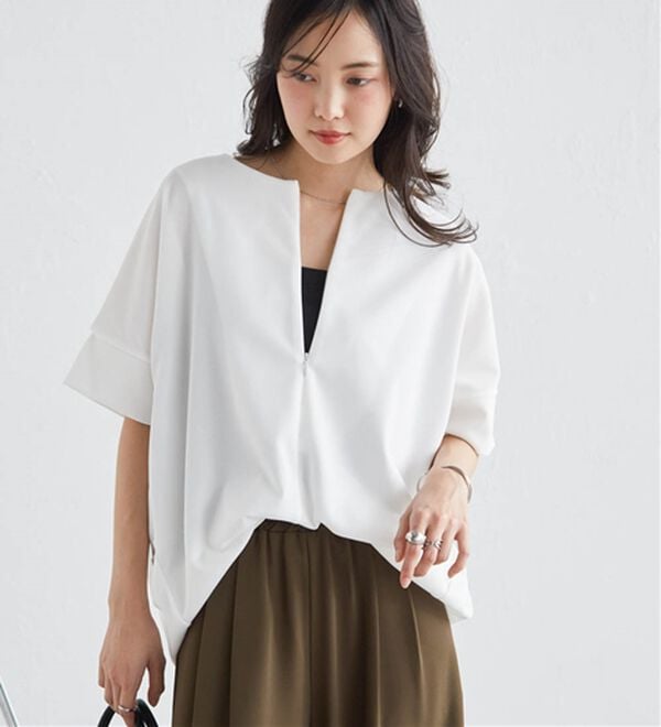 RANAN（ラナン）の「ハーフジップコクーンプルオーバー（チュニック）」｜詳細画像