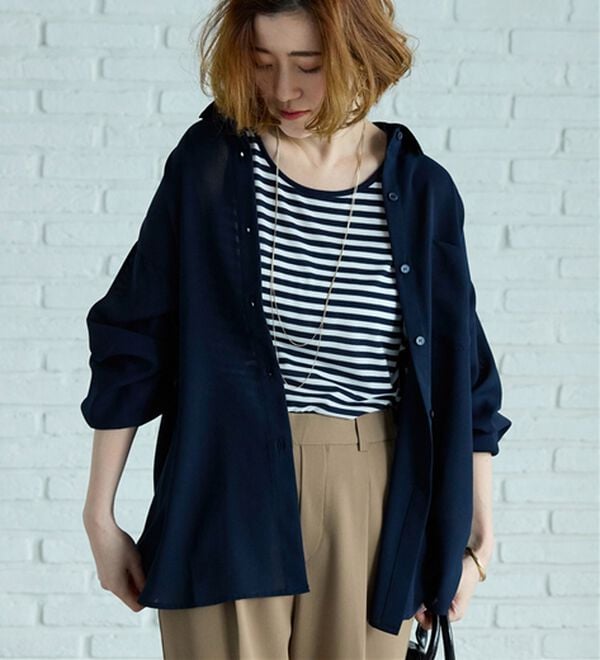 BELLUNA（ベルーナ）の「イージーケア！とろみ素材ビッグシャツ（シャツ）」｜詳細画像