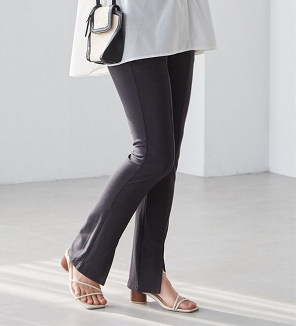 RANAN（ラナン）の「ひんやり！デニム調スリットパンツ（フルレングスパンツ）」｜詳細画像