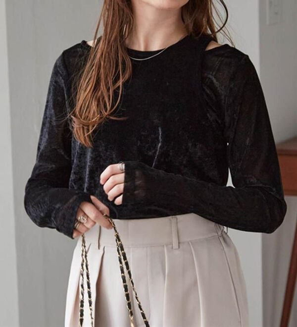 RANAN（ラナン）の「２ＷＡＹレイヤードシアーベロアトップス（カットソー）」｜詳細画像