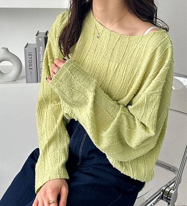 GeeRA（ジーラ）の「シャギージャカードボートネックカットソー（カットソー）」｜詳細画像