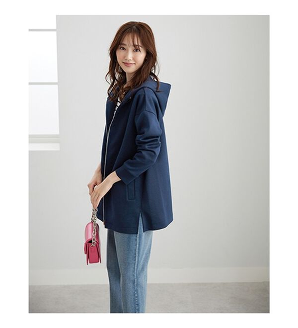 BELLUNA（ベルーナ）の「フードデザインとろみ素材ジップアップパーカー（パーカー）」｜詳細画像