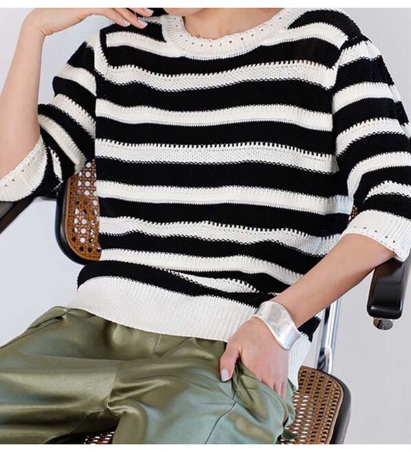 GeeRA（ジーラ）の「透かし編ボーダーサマーニット（ニット・セーター）」｜詳細画像