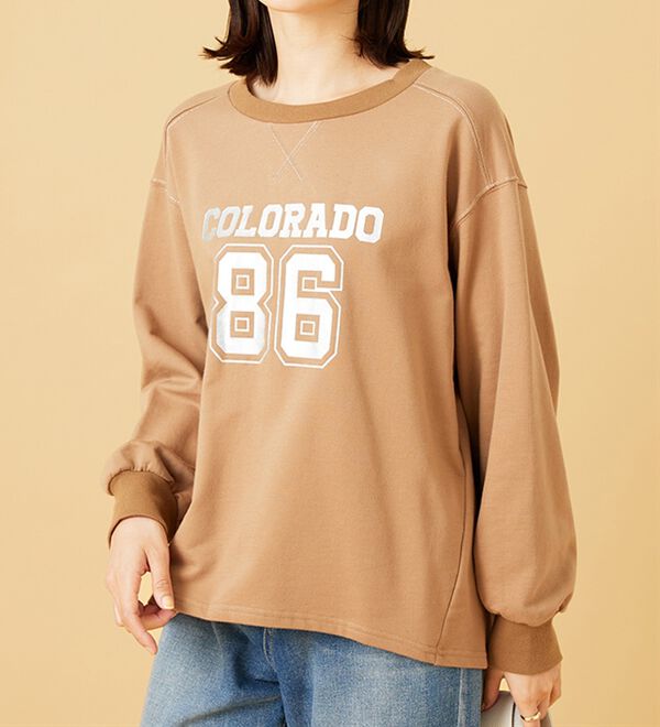 BELLUNA（ベルーナ）の「箔プリントロゴデザインプルオーバー（カットソー）」｜詳細画像