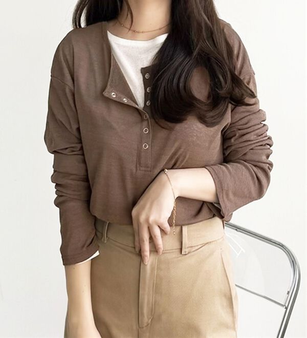 GeeRA（ジーラ）の「前後２ＷＡＹシアースラブヘンリーネックカットソー（カットソー）」｜詳細画像