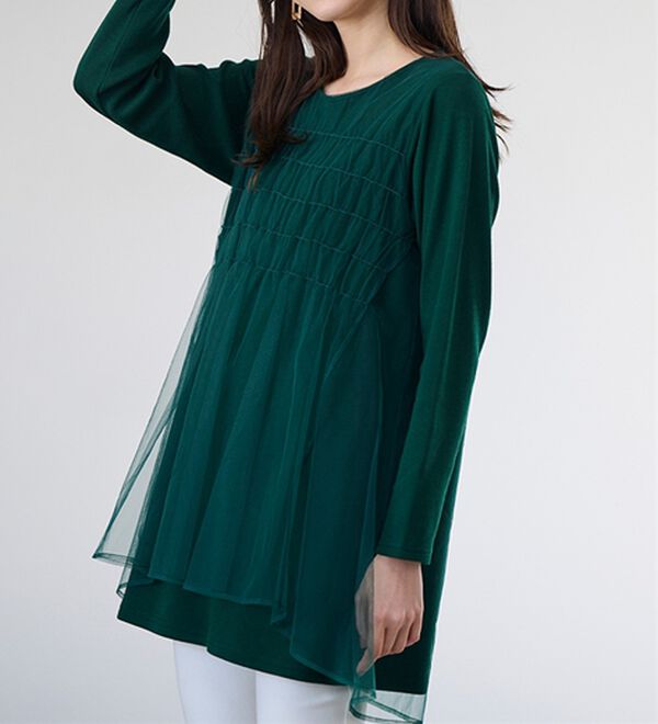 RANAN（ラナン）の「ふんわりあったか素材チュール重ねチュニック（チュニック）」｜詳細画像