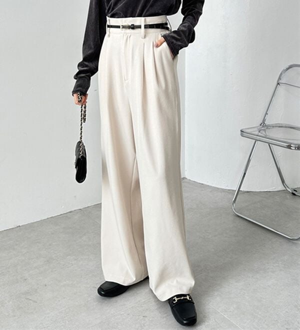 GeeRA（ジーラ）の「着心地抜群！ハイウエストダブルタックワイドパンツ（フルレングスパンツ）」｜詳細画像