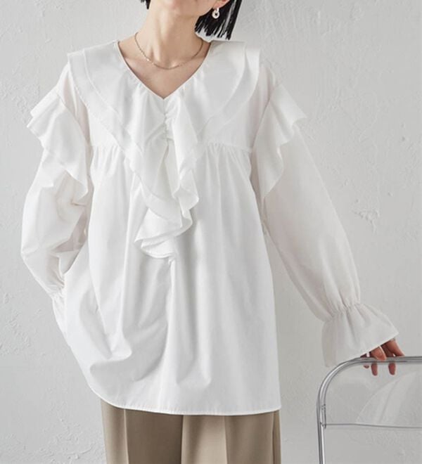 RANAN（ラナン）の「ビッグカラーフリルブラウス（ブラウス）」｜詳細画像