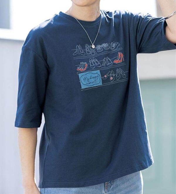 ルフラン（ルフラン）の「日本製綿１００％刺しゅうＴシャツ（Tシャツ）」｜詳細画像