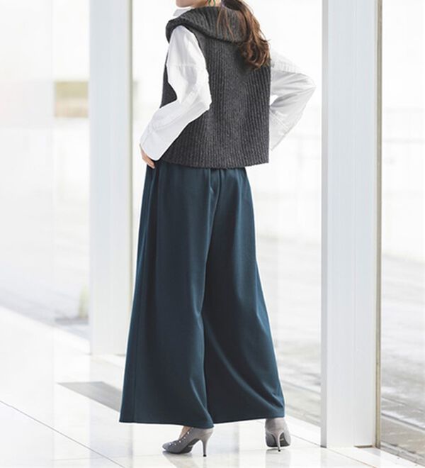 RANAN（ラナン）の「柔らかあったか！裏起毛ロングフレアガウチョパンツ（フルレングスパンツ）」｜詳細画像