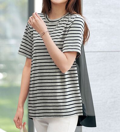 BELLUNA（ベルーナ）の「バックデザイン異素材切替プルオーバー（カットソー）」