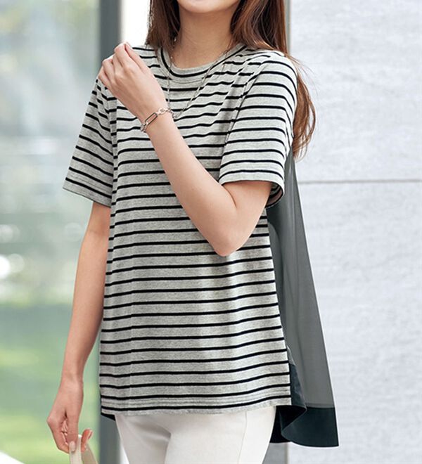 BELLUNA（ベルーナ）の「バックデザイン異素材切替プルオーバー（カットソー）」｜詳細画像