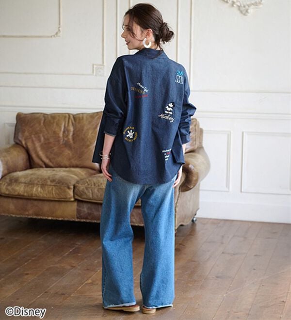 BELLUNA（ベルーナ）の「＜Ｄｉｓｎｅｙ＞【ミッキー】飛ばし刺しゅうデニムシャツジャケット（シャツ）」｜詳細画像
