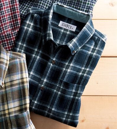 「シンプル＆プラス　フランネルチェックシャツ（メンズシャツ）」