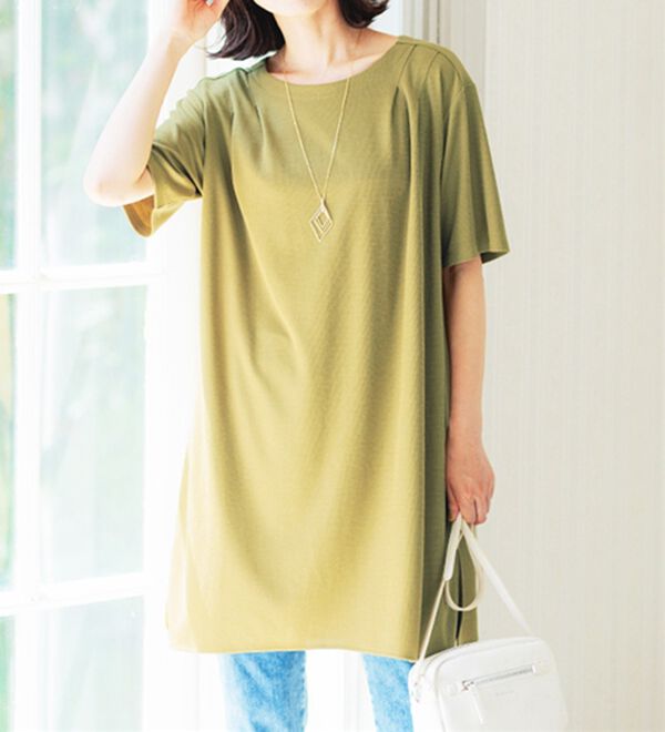 BELLUNA（ベルーナ）の「【接触冷感】かのこ素材タックデザインチュニックワンピース（その他ワンピース）」｜詳細画像