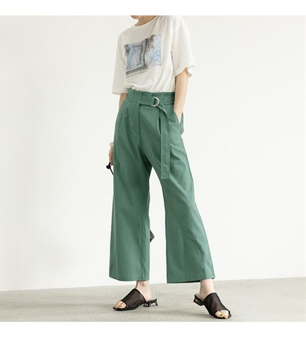 GeeRA（ジーラ）の「リネンライクベルト付ワイドパンツ（ワイドパンツ・ガウチョ）」｜詳細画像