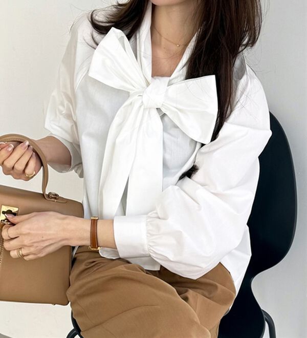 GeeRA（ジーラ）の「ボリュームボウタイブラウス（ブラウス）」｜詳細画像