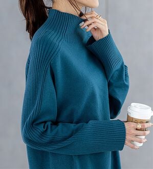 BELLUNA（ベルーナ）の「トレーナーがカジュアルすぎる方に！洗えるリブハイネックニット（ニット・セーター）」｜詳細画像