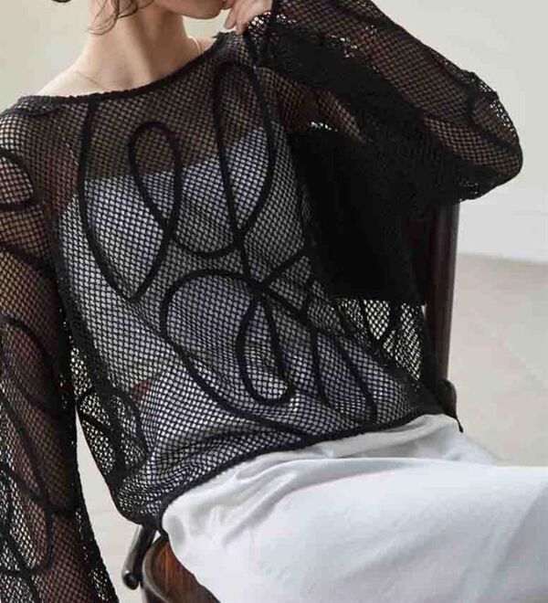 RANAN（ラナン）の「コード刺繍シアーメッシュTシャツ（カットソー）」｜詳細画像