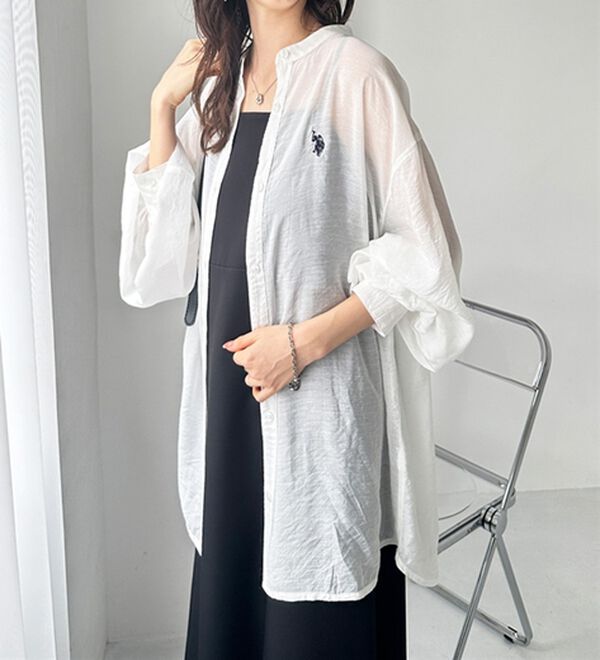 GeeRA（ジーラ）の「【Ｕ．Ｓ．　ＰＯＬＯ　ＡＳＳＮ．】バンドカラーシアーシャツ（シャツ）」｜詳細画像