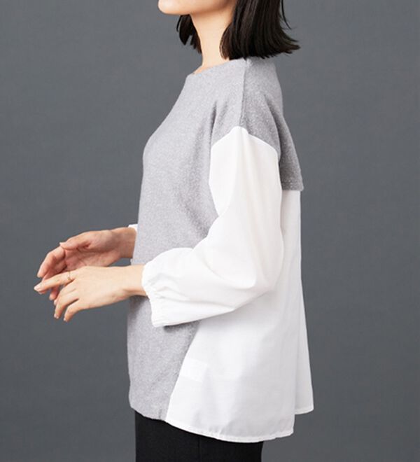 BELLUNA（ベルーナ）の「ラメ入り起毛素材シャツ切替プルオーバー（カットソー）」｜詳細画像