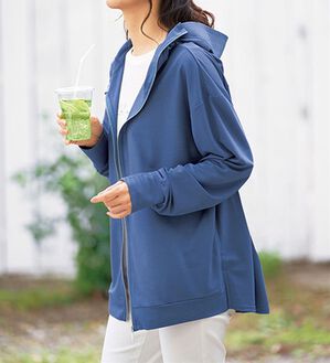 BELLUNA（ベルーナ）の「絶対に焼けたくない！後プリーツＵＶパーカー（パーカー）」｜ブルー