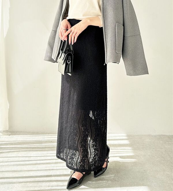 GeeRA（ジーラ）の「起毛レースタイトスカート（ロングスカート）」｜詳細画像