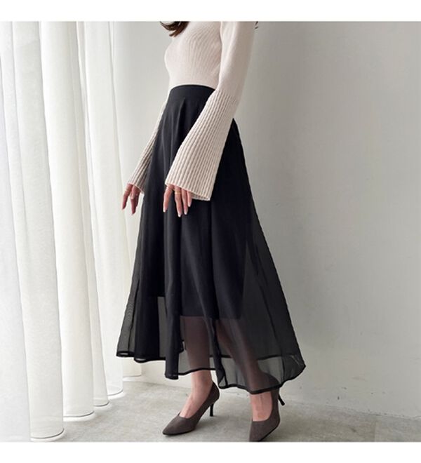 GeeRA（ジーラ）の「シアーデザインフレアーロングスカート（ロングスカート）」｜詳細画像