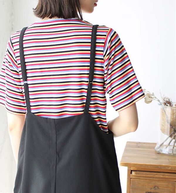 GeeRA（ジーラ）の「マルチボーダー５分袖リブカットソー（カットソー）」｜詳細画像