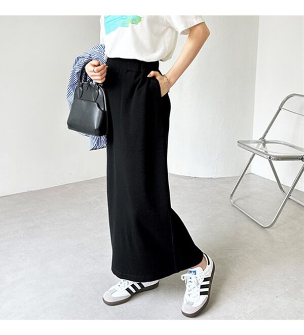 GeeRA（ジーラ）の「【着回し力◎】楽ちんすっきり見え！リブロングスカート（ロングスカート）」｜詳細画像