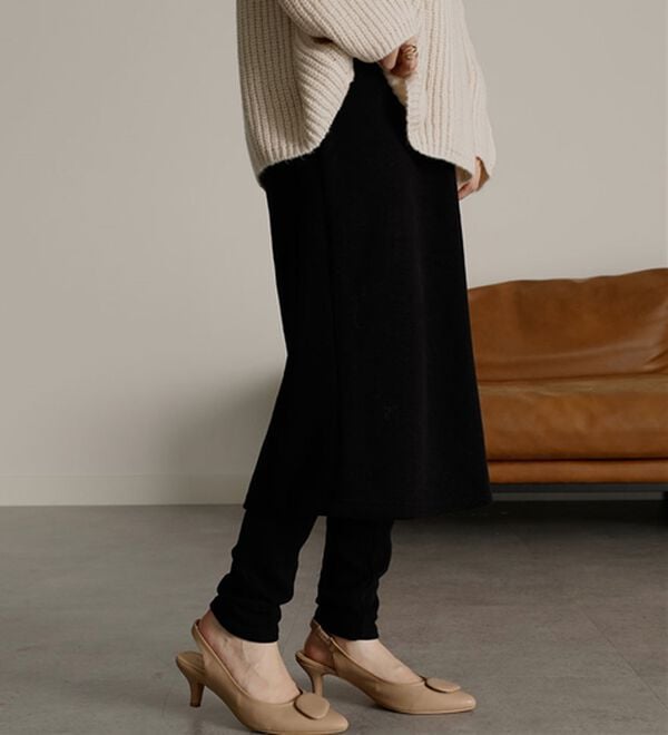RANAN（ラナン）の「レイヤードニットソースカートパンツ（フルレングスパンツ）」｜詳細画像
