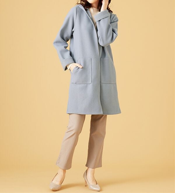 BELLUNA（ベルーナ）の「裏あぜ素材フードデザインコート（ロングコート）」｜詳細画像